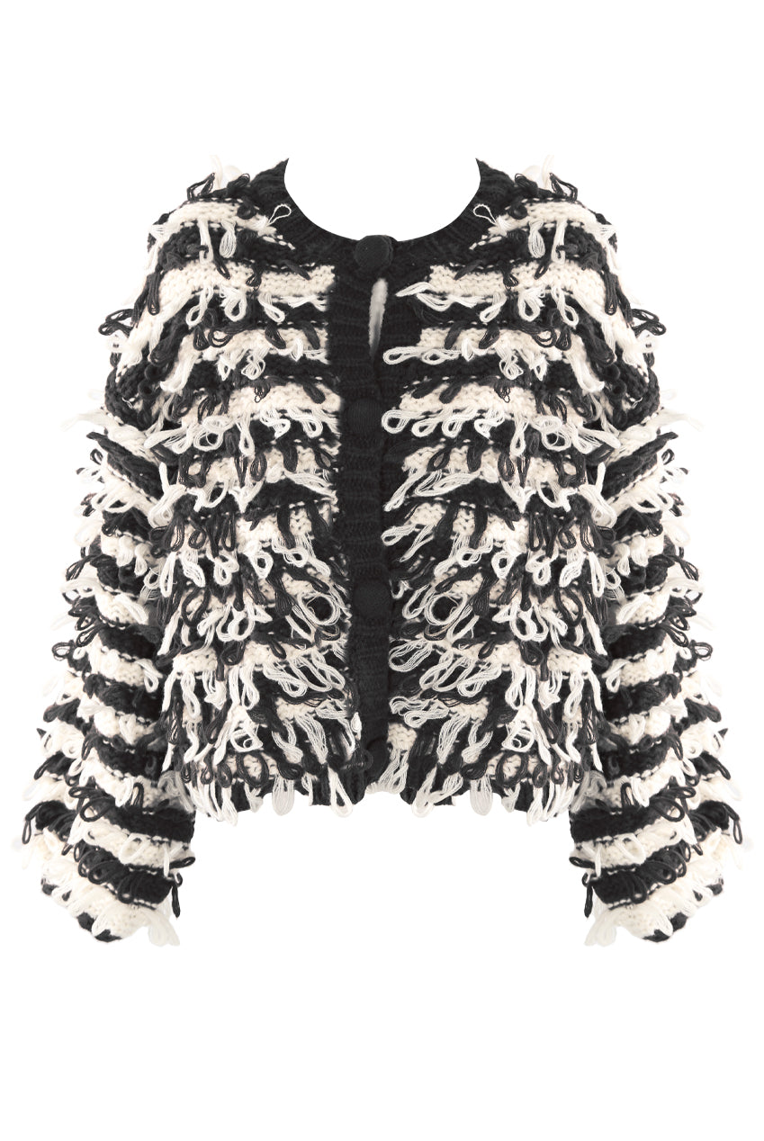 Contrast Loop Knit Cardigan