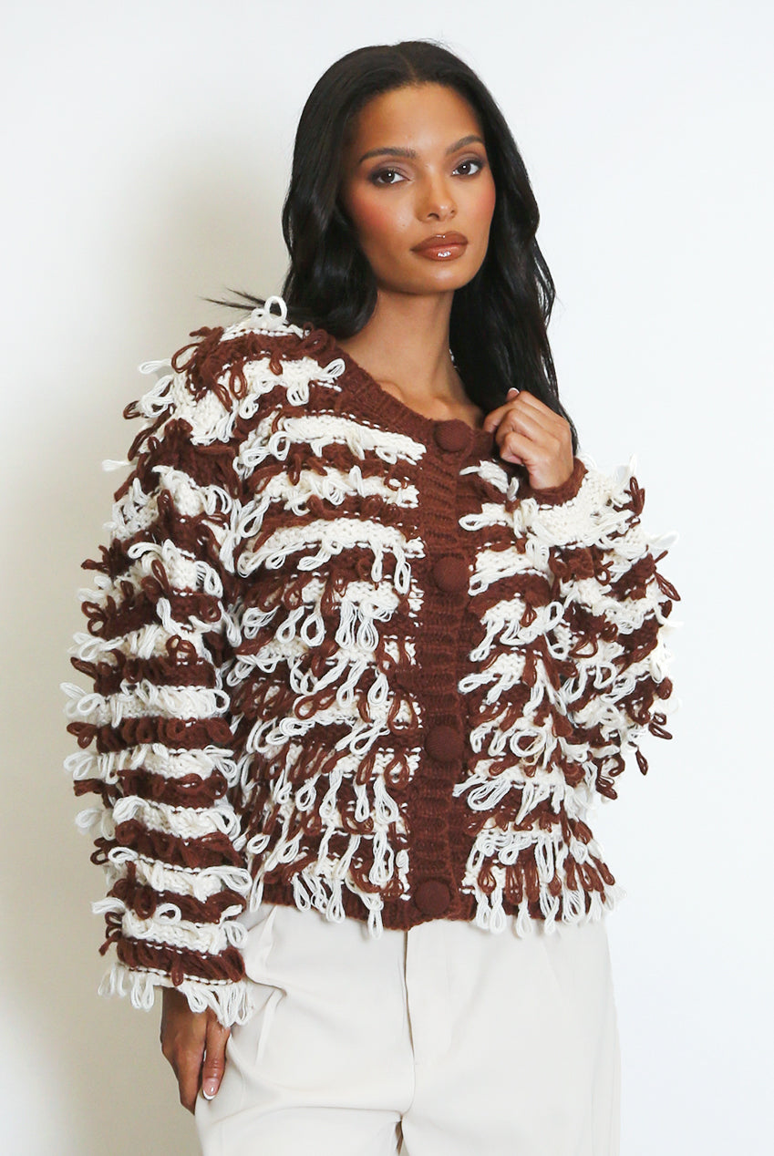 Contrast Loop Knit Cardigan