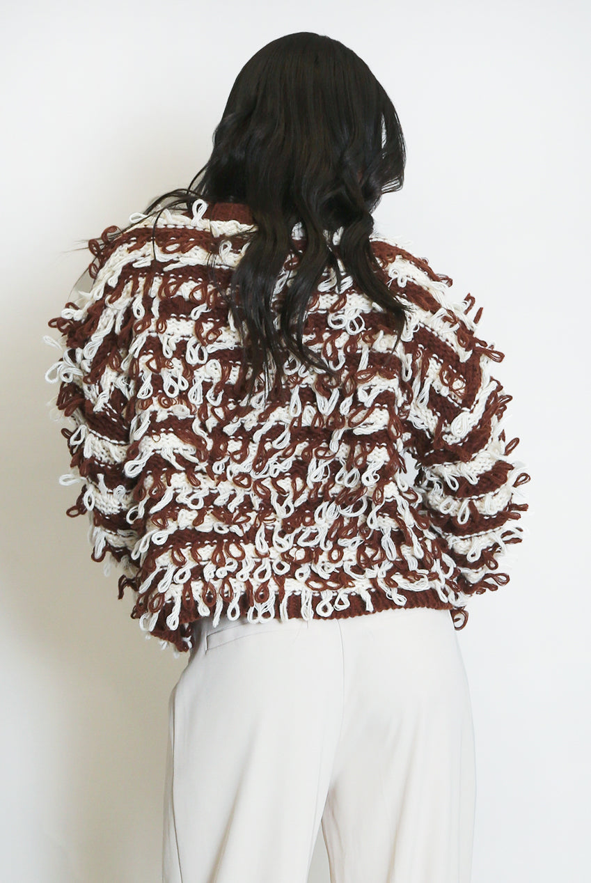 Contrast Loop Knit Cardigan