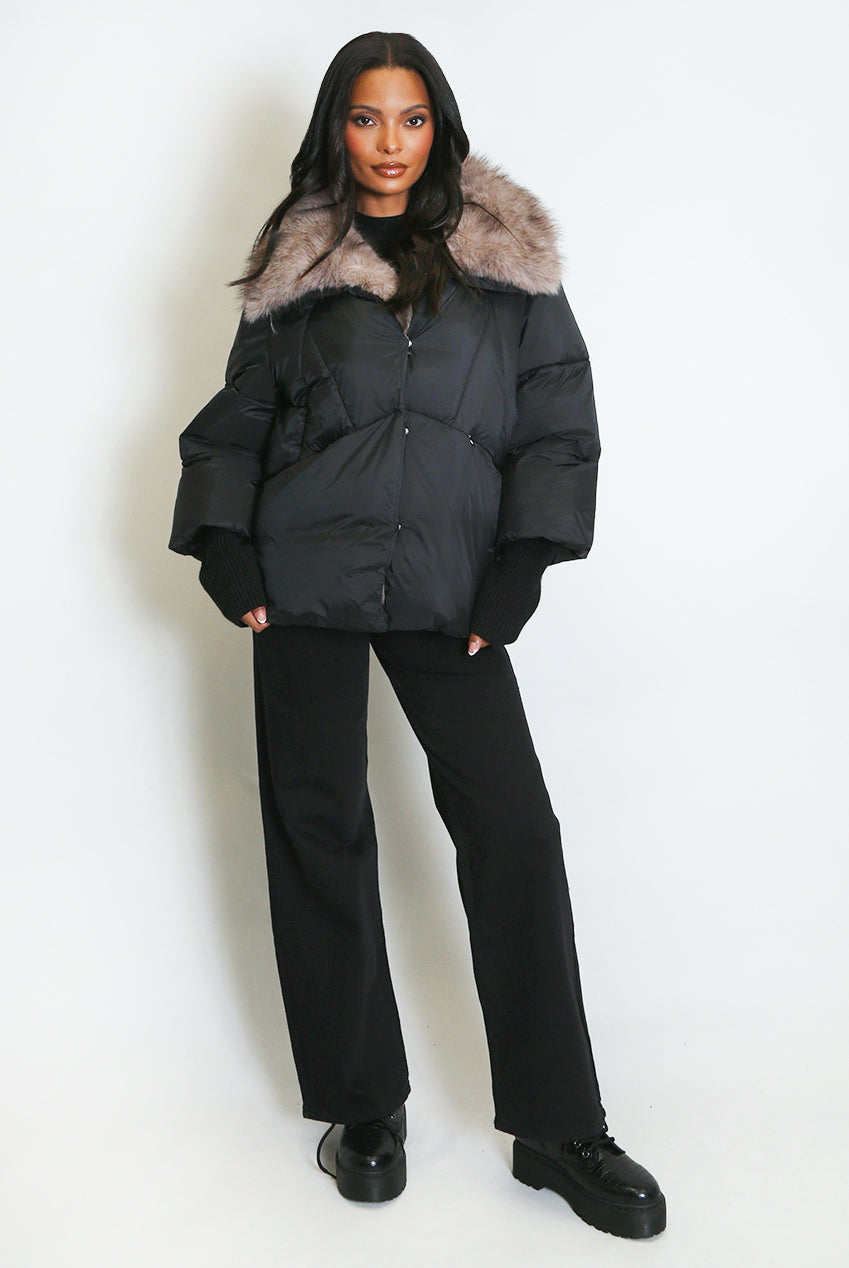 Knitted Cuff Puffer Jacket
