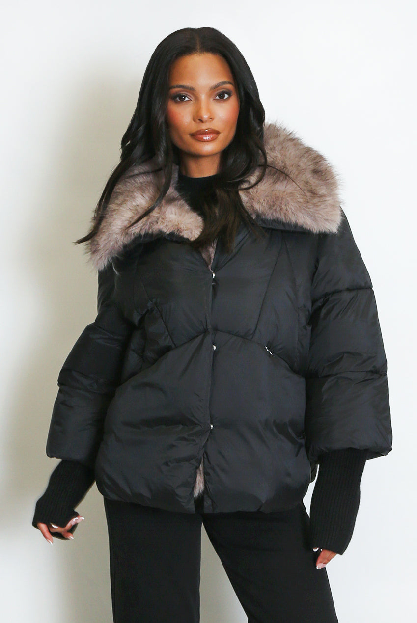 Knitted Cuff Puffer Jacket