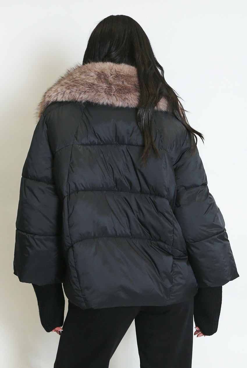 Knitted Cuff Puffer Jacket
