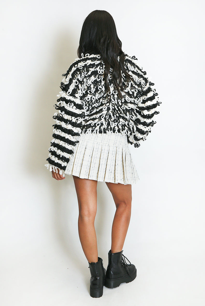 Contrast Loop Knit Cardigan