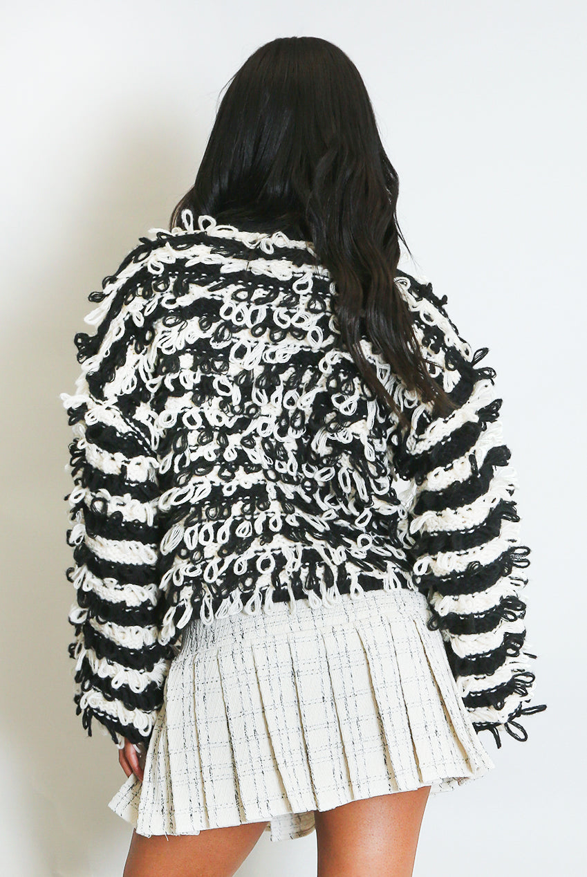Contrast Loop Knit Cardigan