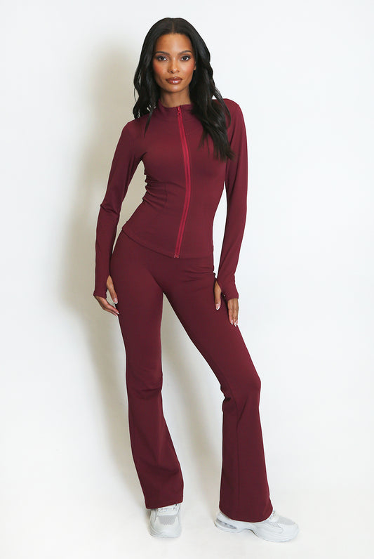 Fleece Lined Active Zip Top with Push Up Flare Trouser