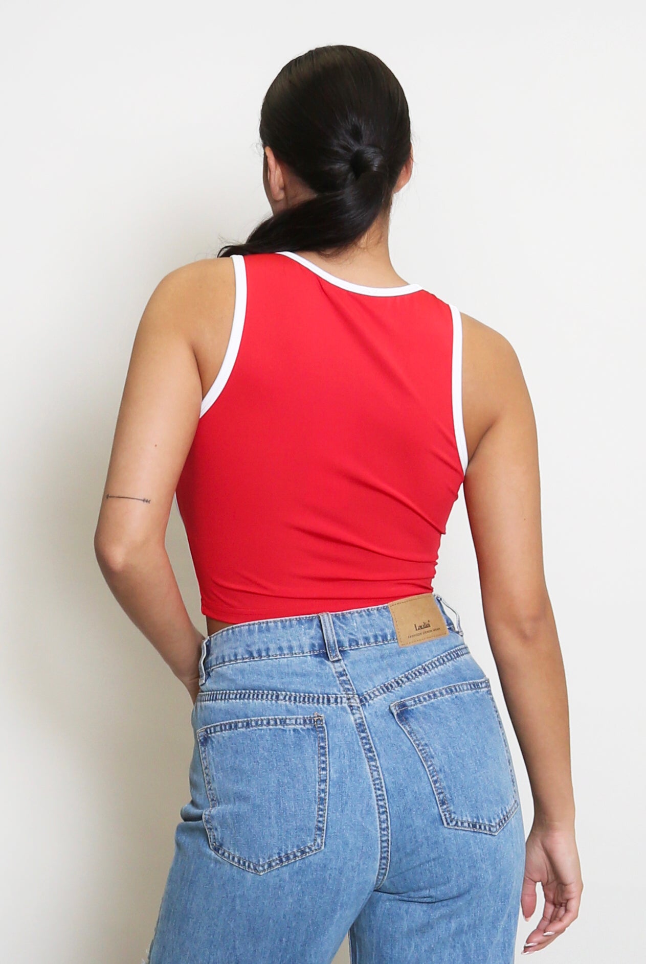 Slogan Zip Front Sleeveless Crop Top