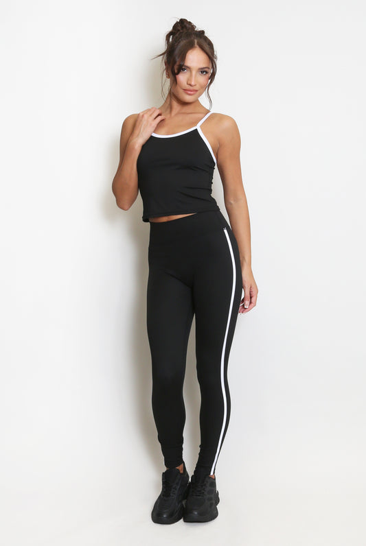 Contrast Panel Crop Top And Leggings Set