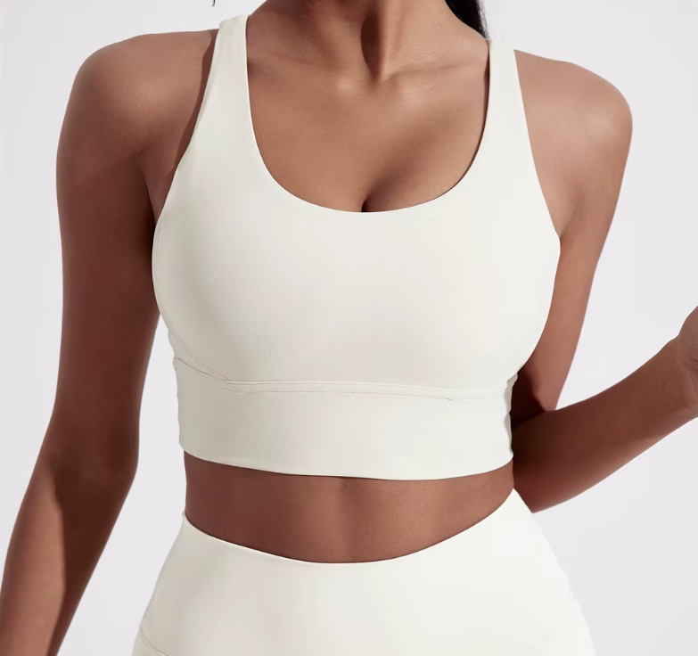 Solid Padded Cross Back Sports Bra