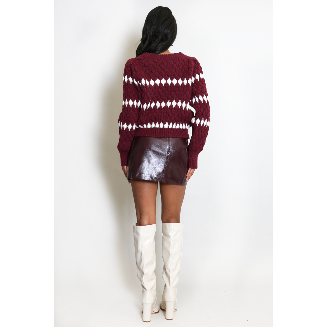 Cable Knit Striped Cardigan