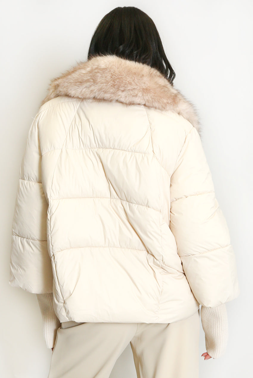 Knitted Cuff Puffer Jacket