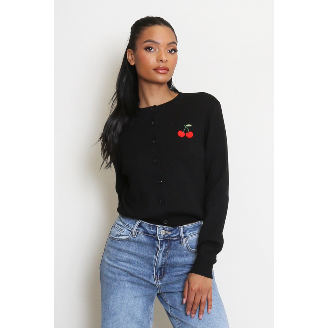 Cherry Embroidered Cardigan