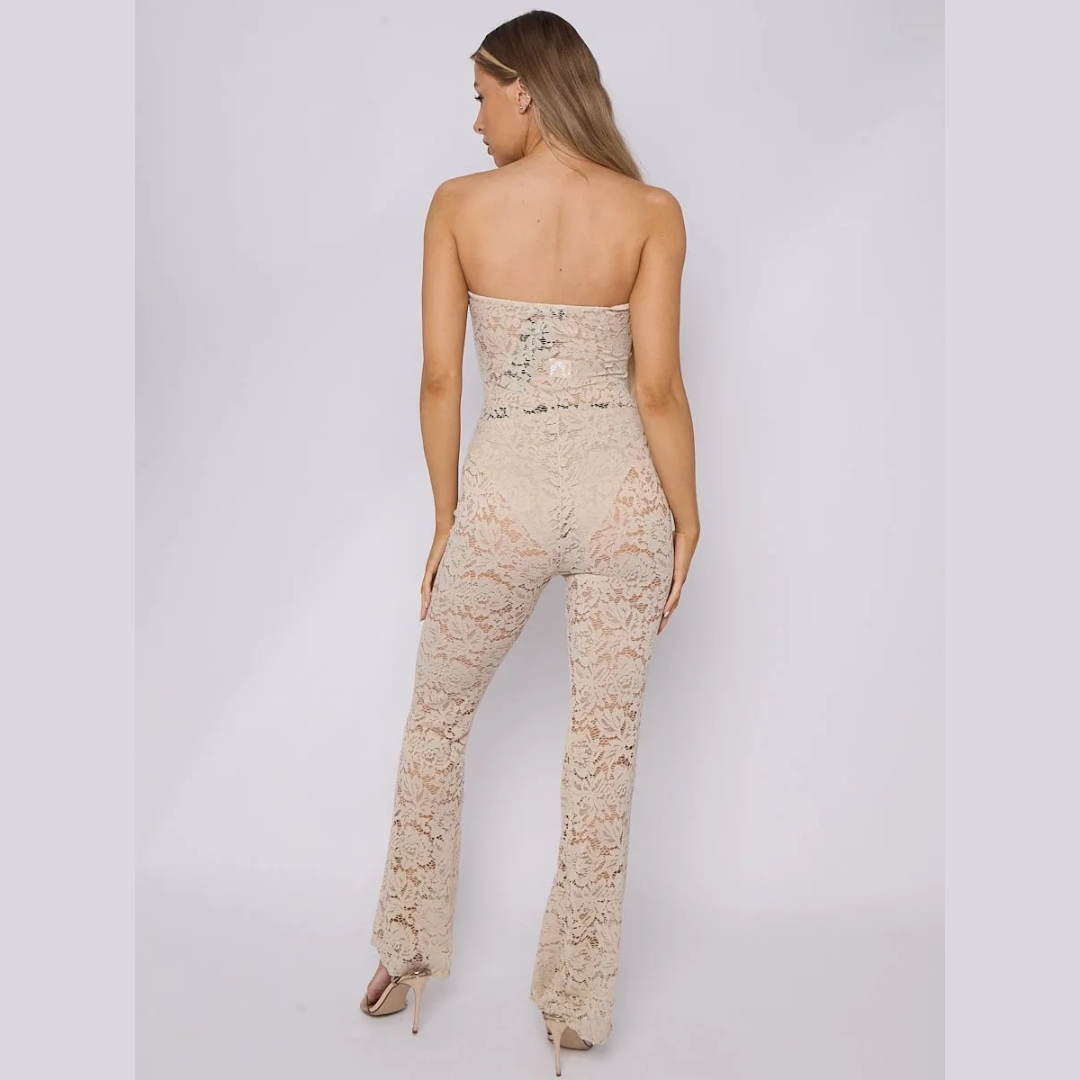 Lace Detail Bandeau Corset Jumpsuit