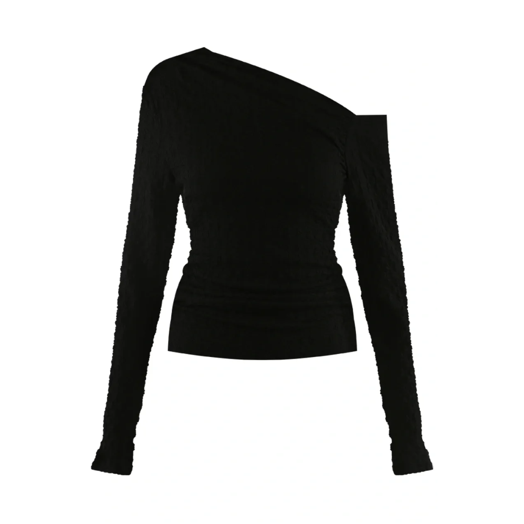 Waffle Asymmetric One Shoulder Top