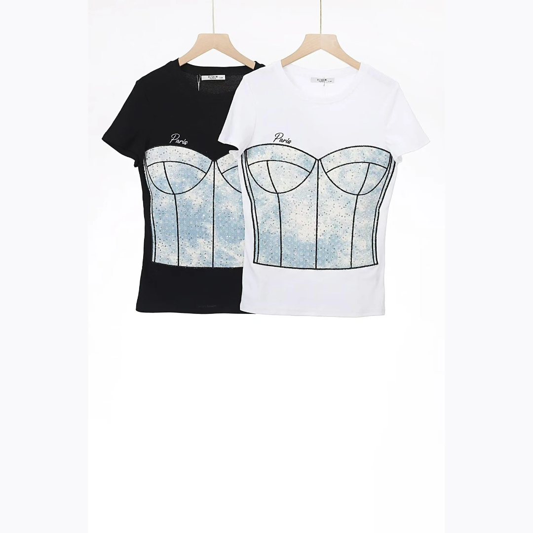 Corset Graphic Embellished T'Shirt