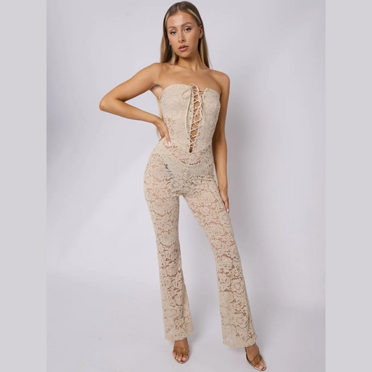 Lace Detail Bandeau Corset Jumpsuit