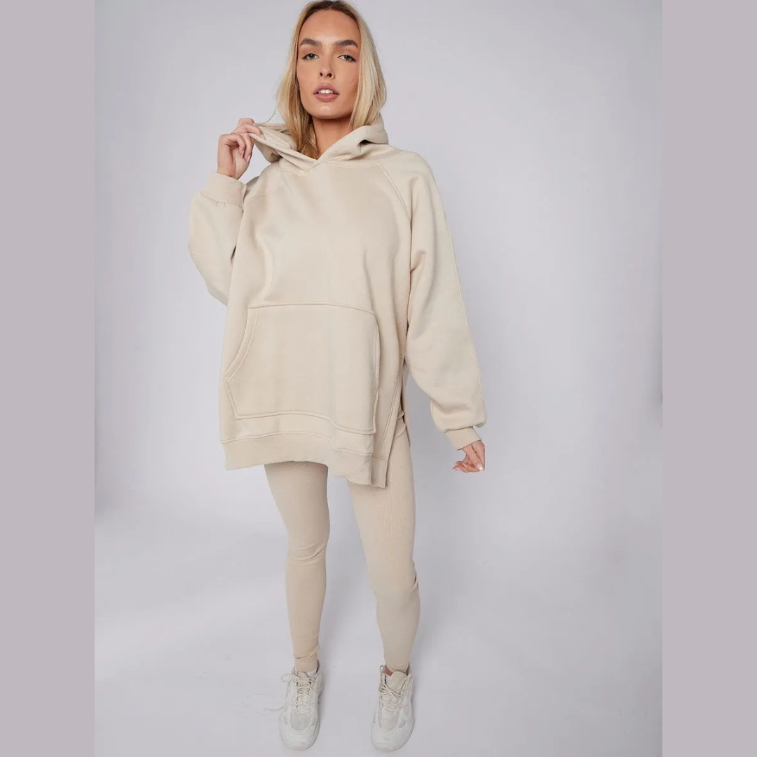 Oversized Split Sides Hoodie & Ribbed Leggings Co-ord