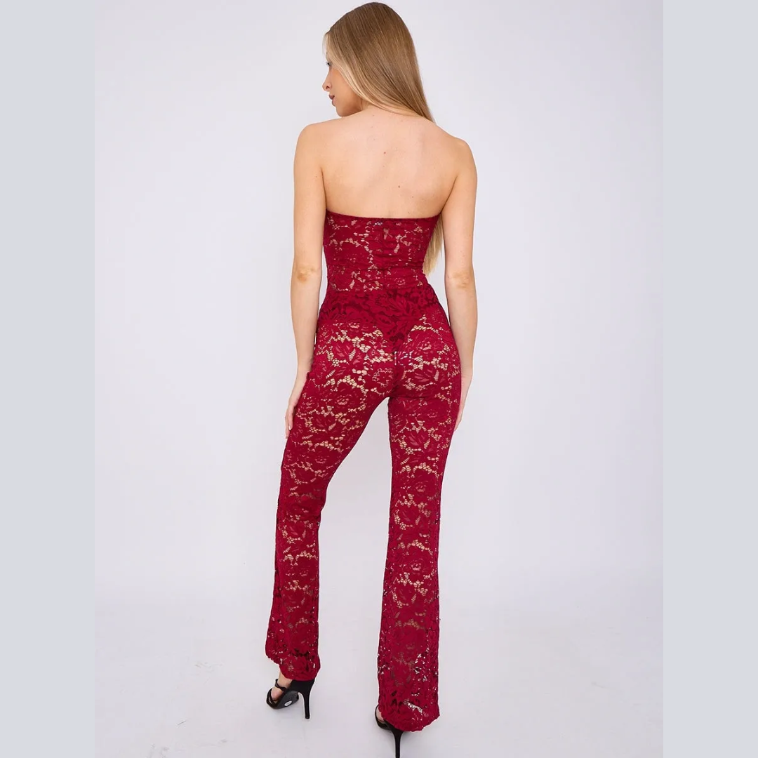 Lace Detail Bandeau Corset Jumpsuit