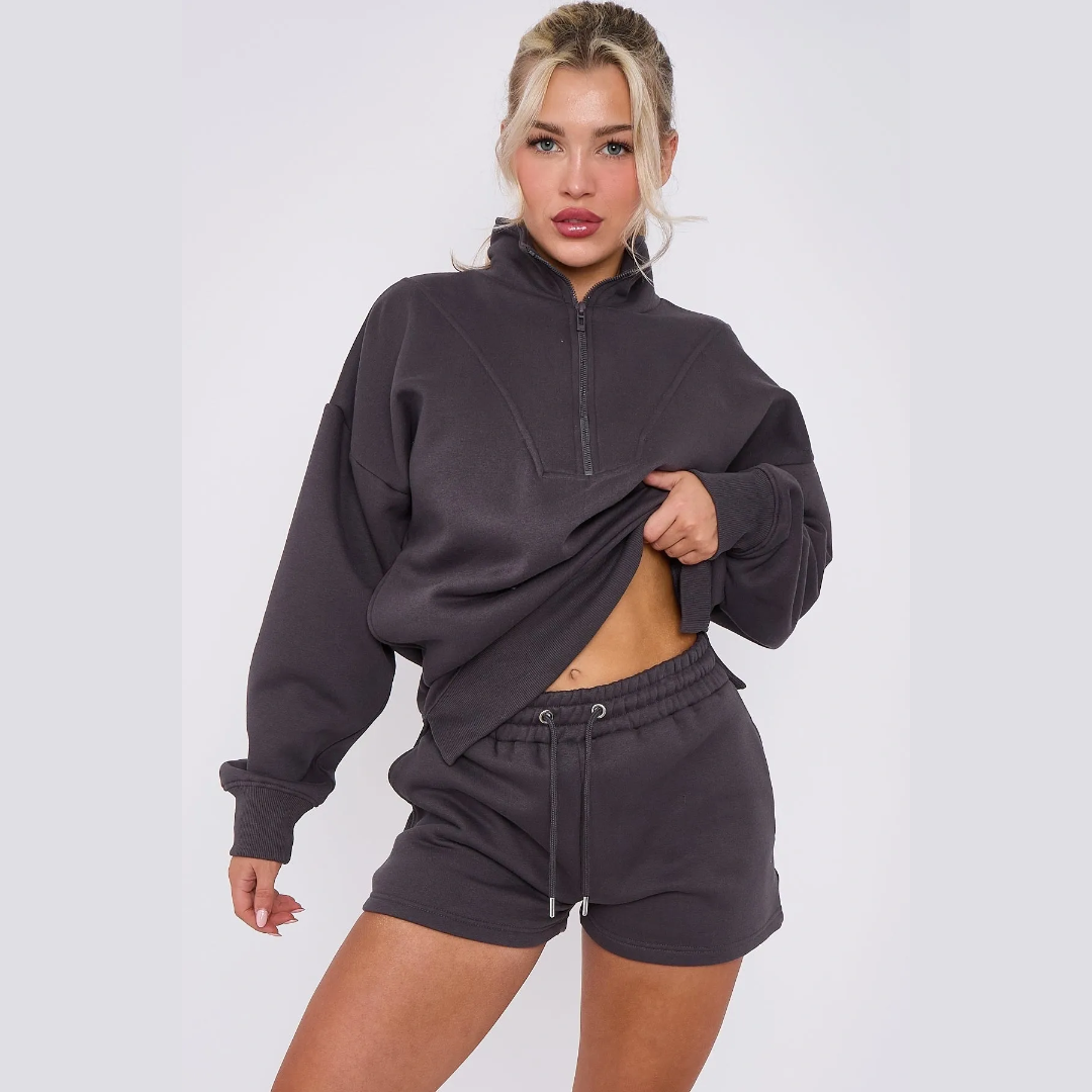 1/2 Zip Top & Shorts Fleece Co-ord