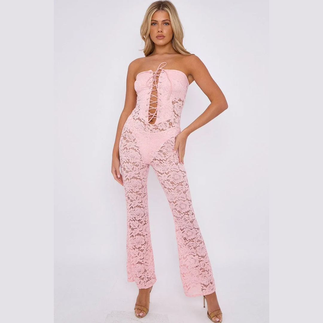 Lace Detail Bandeau Corset Jumpsuit