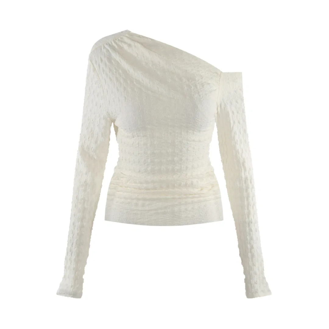 Waffle Asymmetric One Shoulder Top