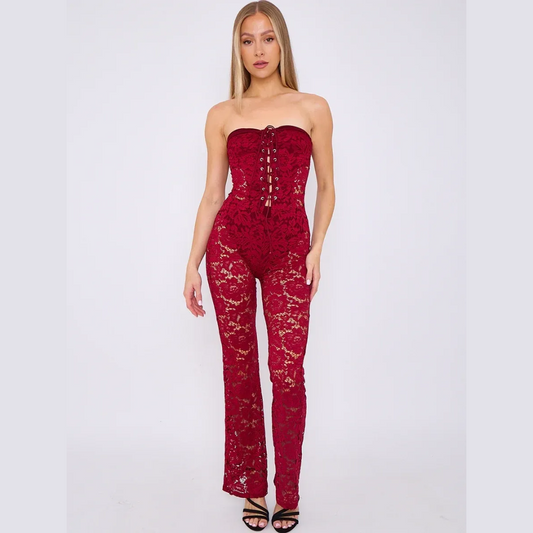Lace Detail Bandeau Corset Jumpsuit