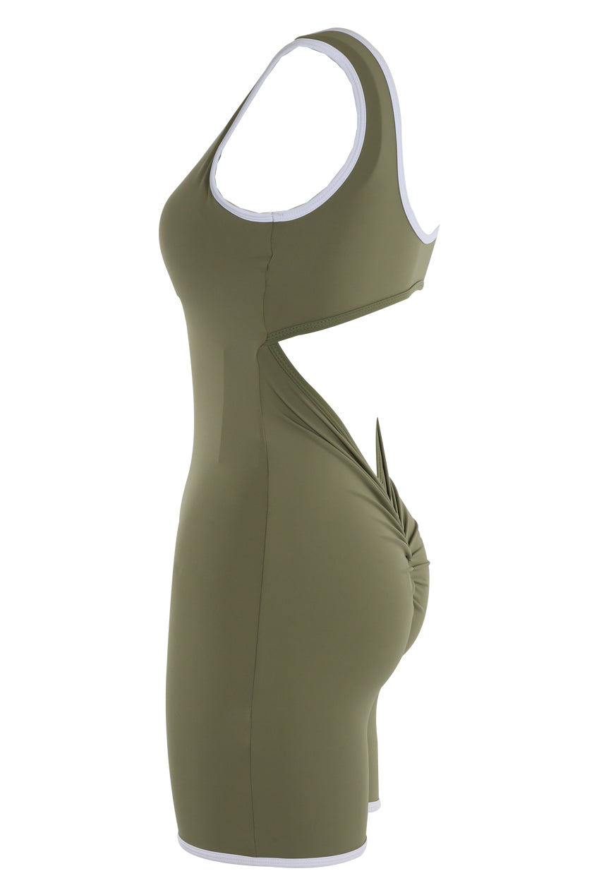 Contrast Edge Cut Out Push Up Unitard