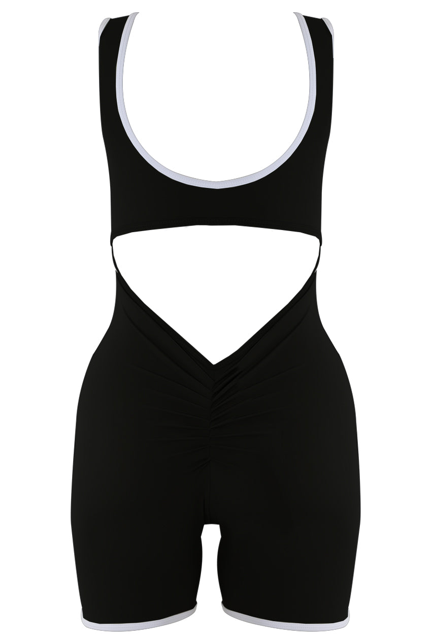 Contrast Edge Cut Out Push Up Unitard