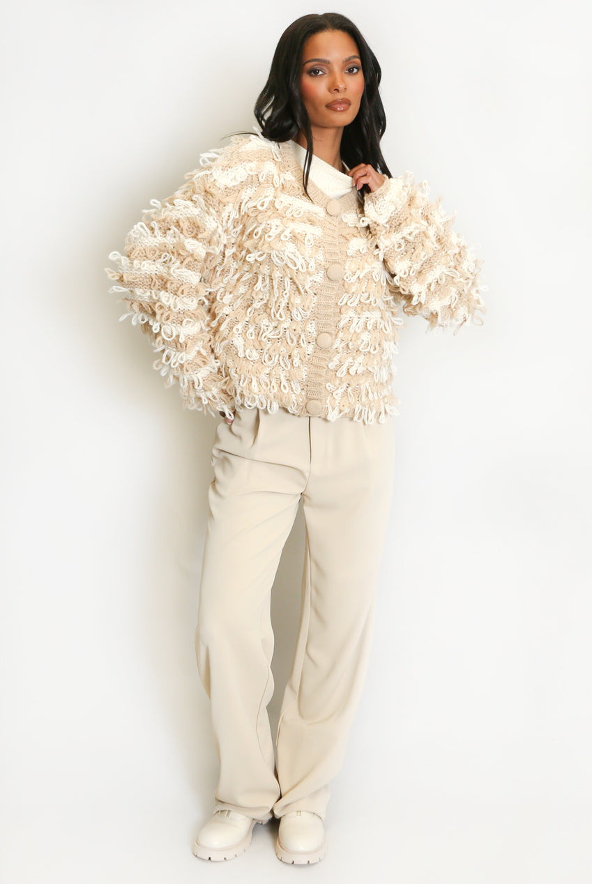 Contrast Loop Knit Cardigan
