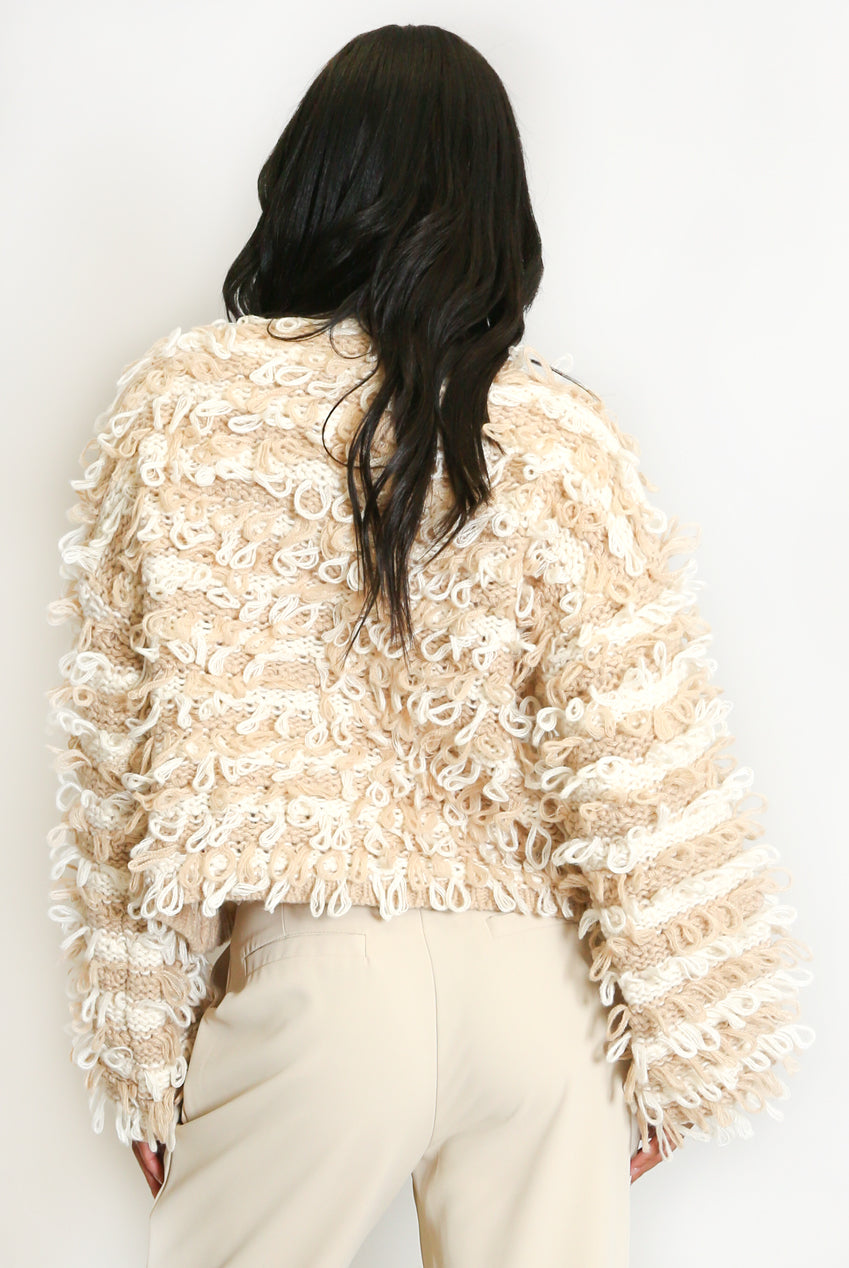 Contrast Loop Knit Cardigan