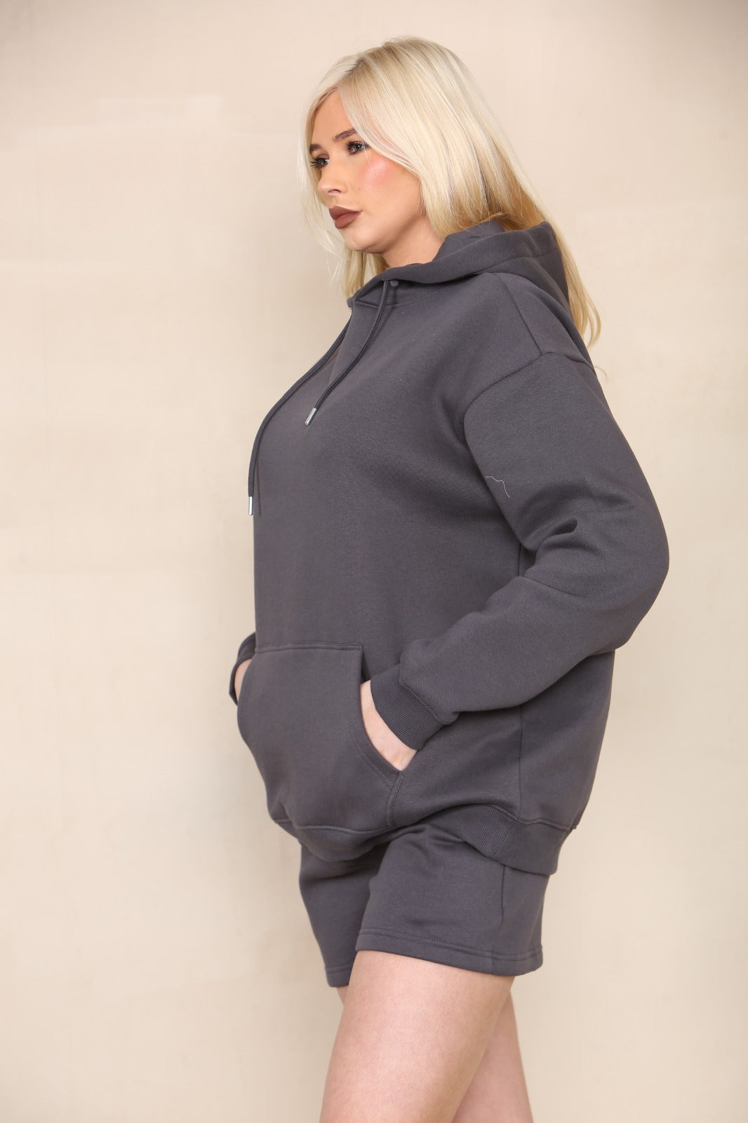 Oversized Hoodie & Shorts Fleece Co-ord