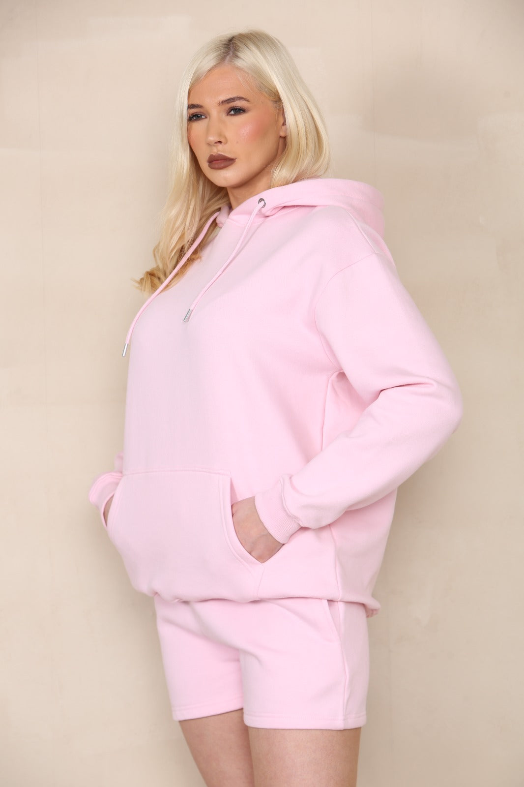 Oversized Hoodie & Shorts Fleece Co-ord