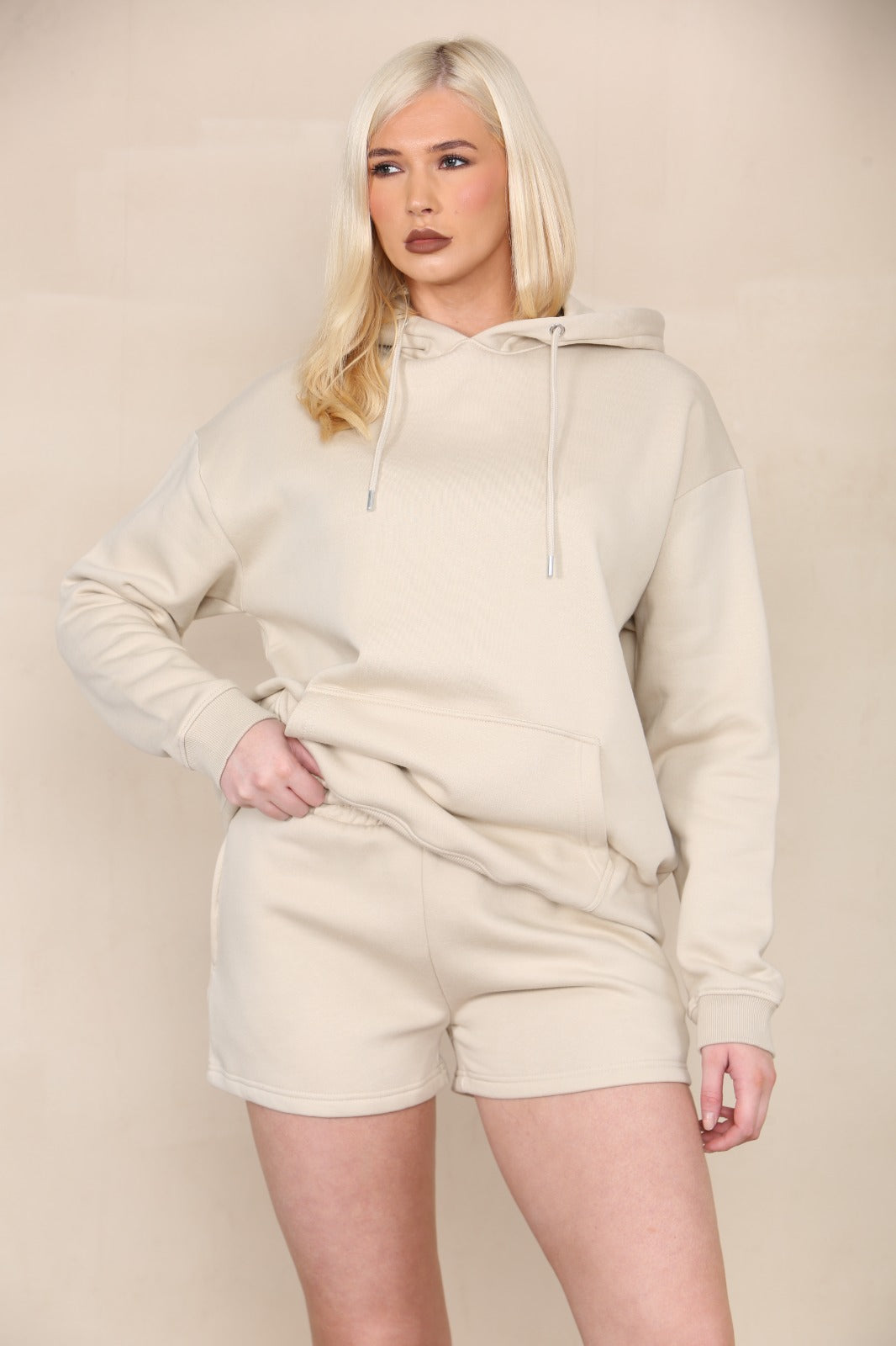 Oversized Hoodie & Shorts Fleece Co-ord