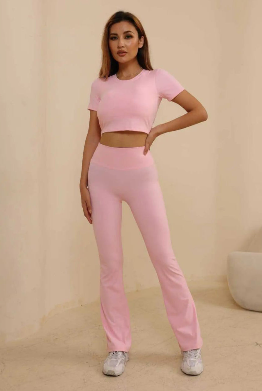 Lace Back Flare Leg Gym Set