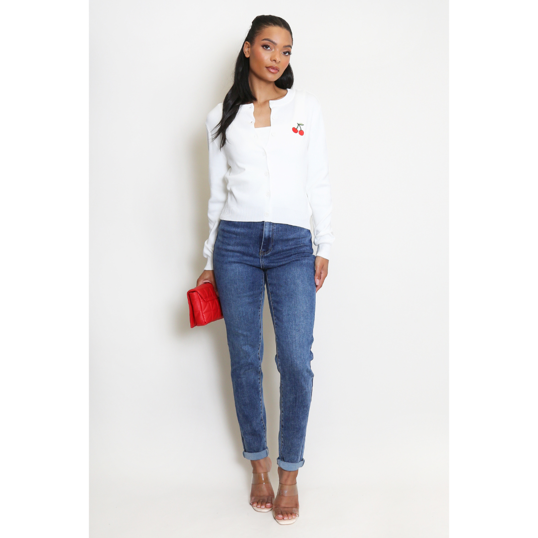 Cherry Embroidered Cardigan