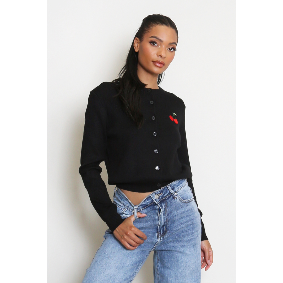Cherry Embroidered Cardigan