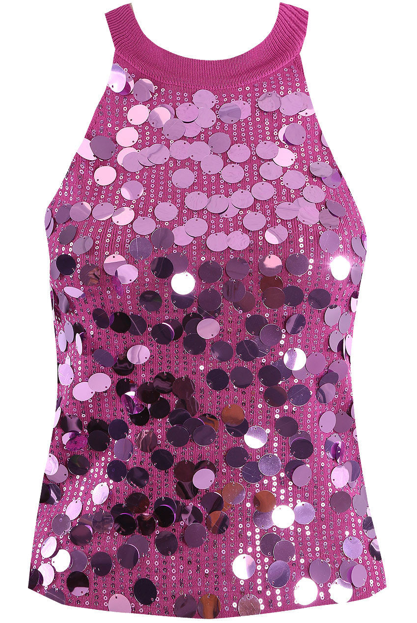 Sequin High Neck Tank Top