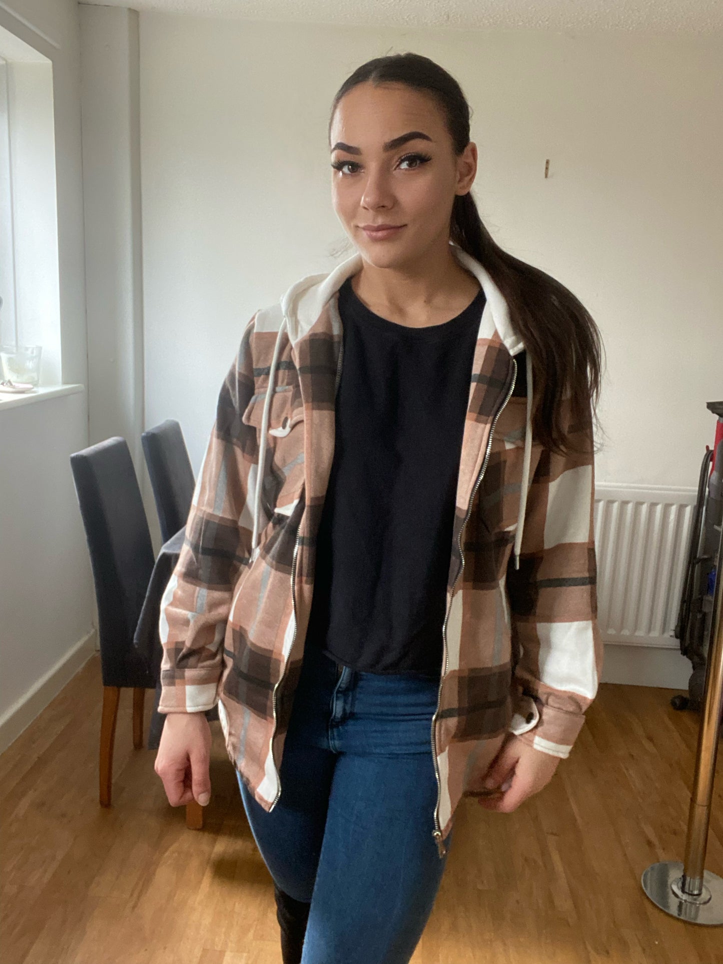 Checked Chocolate Shacket