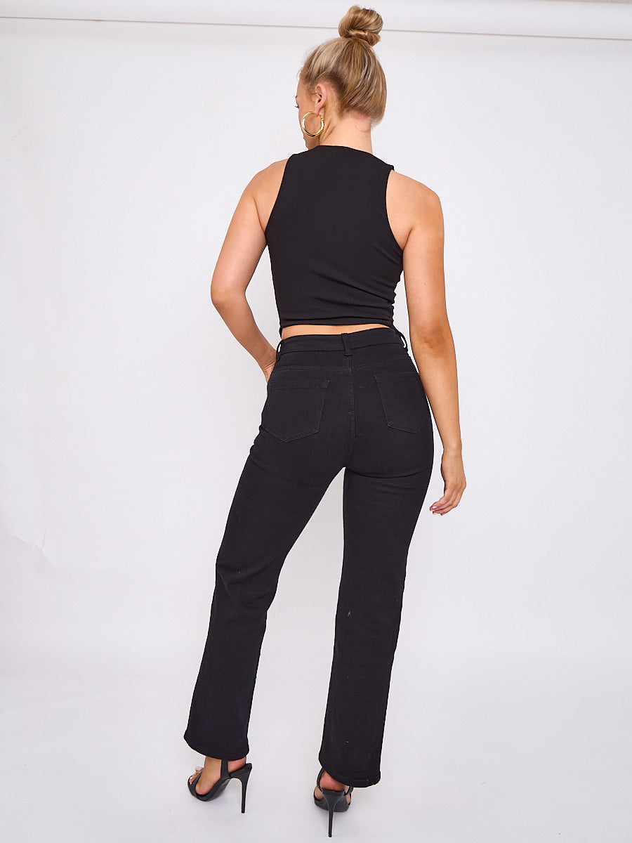 Tie Knot Waistcoat Style Crop Top