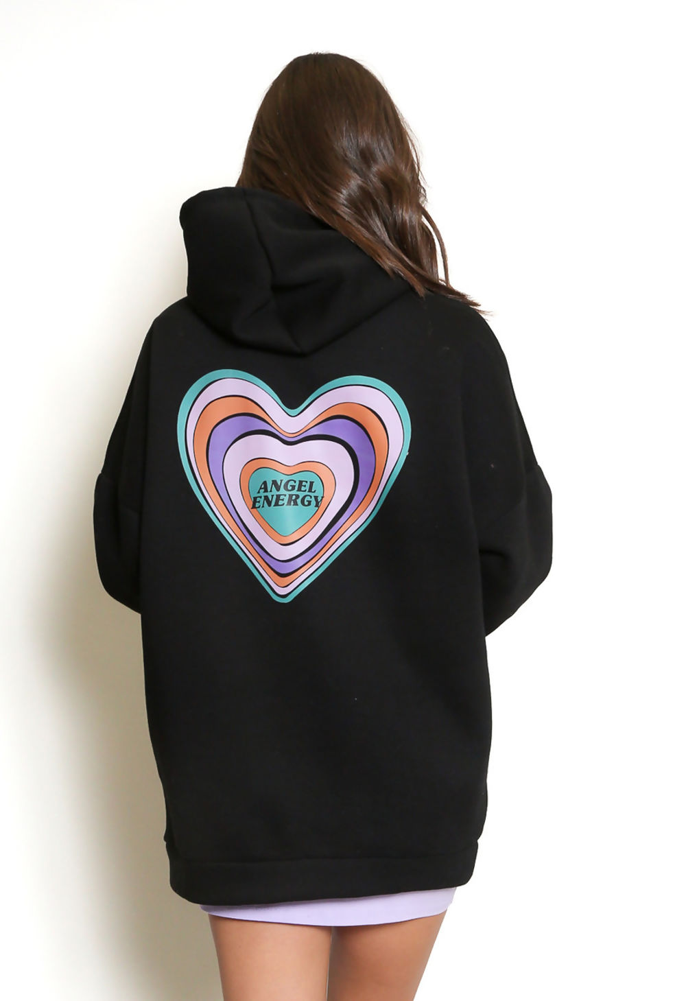 "Angel Energy" Heart Print Hoodie