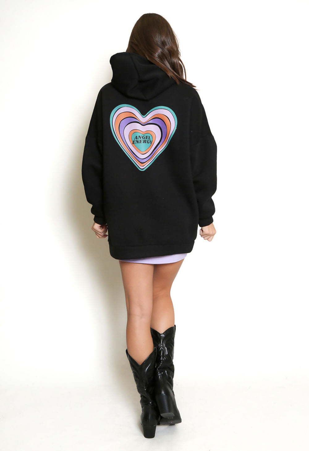 "Angel Energy" Heart Print Hoodie