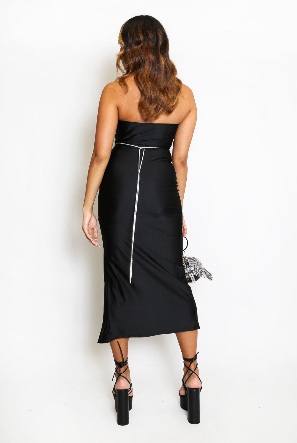 Diamante Wrap Around Bandeau Dress