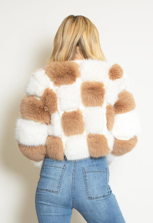 Block colour Faux Fur Jacket
