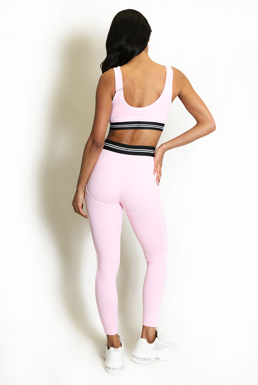 Striped Band Gym Crop Top And Legging Set