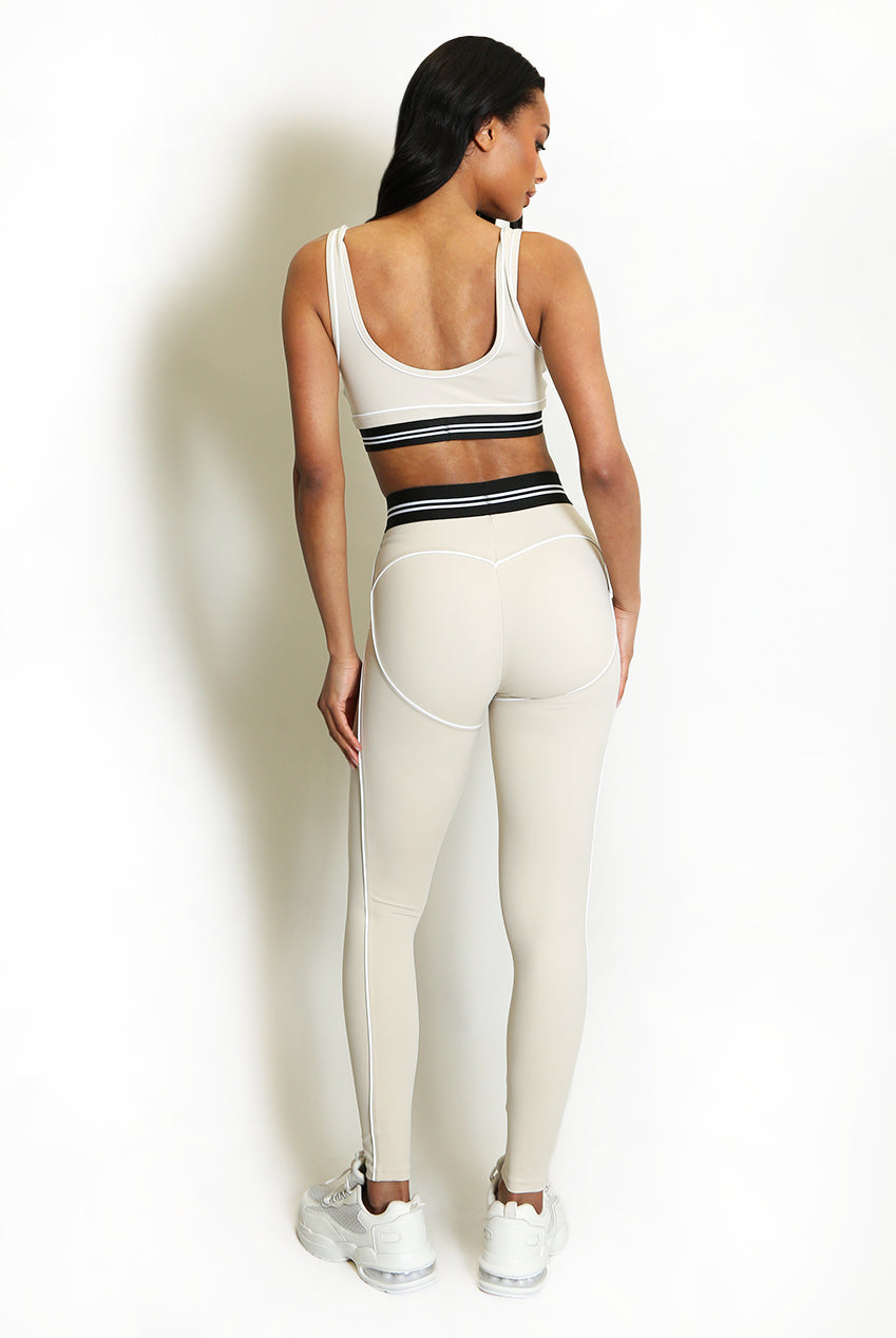 Striped Band Gym Crop Top And Legging Set