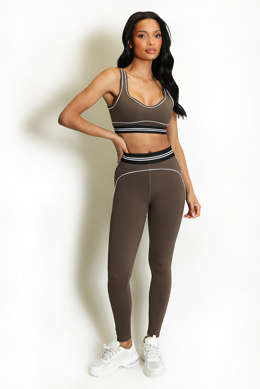Striped Band Gym Crop Top And Legging Set