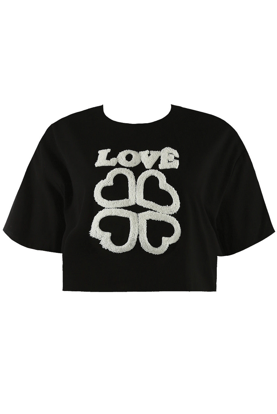 Embroidered Love Slogan Crop T-Shirt