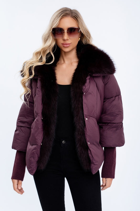 Knitted Cuff Puffer Jacket