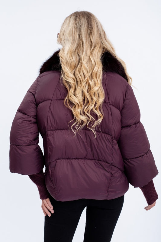 Knitted Cuff Puffer Jacket