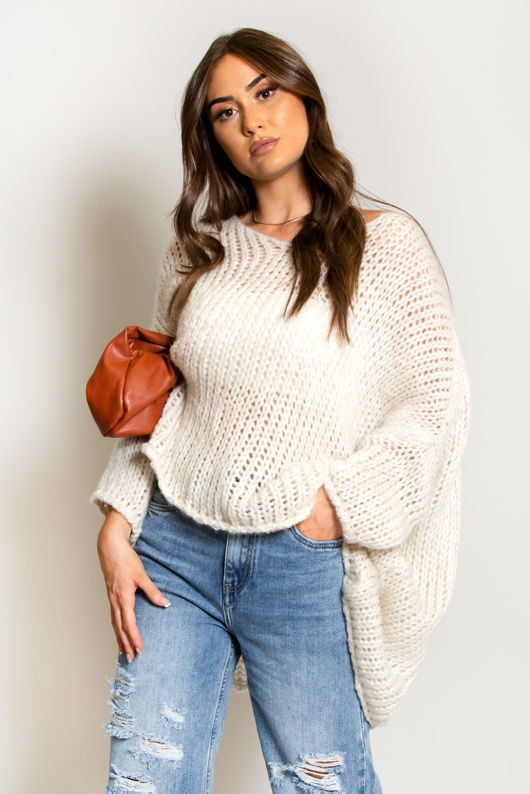 Beige Open Knit Sweater