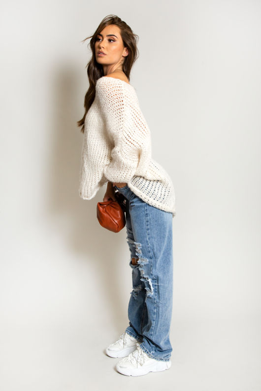 Beige Open Knit Sweater